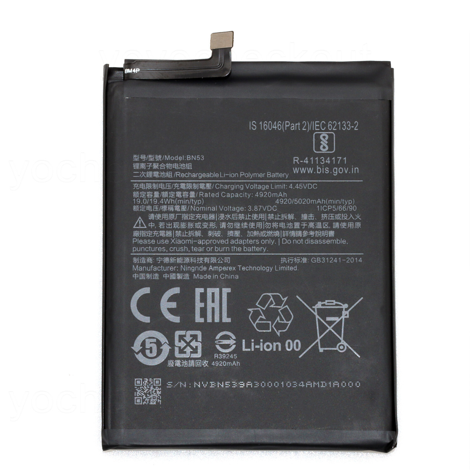 For Xiaomi Redmi Note 10 Pro M2101K6P Replacement BN53 Battery Tool 4.45v
