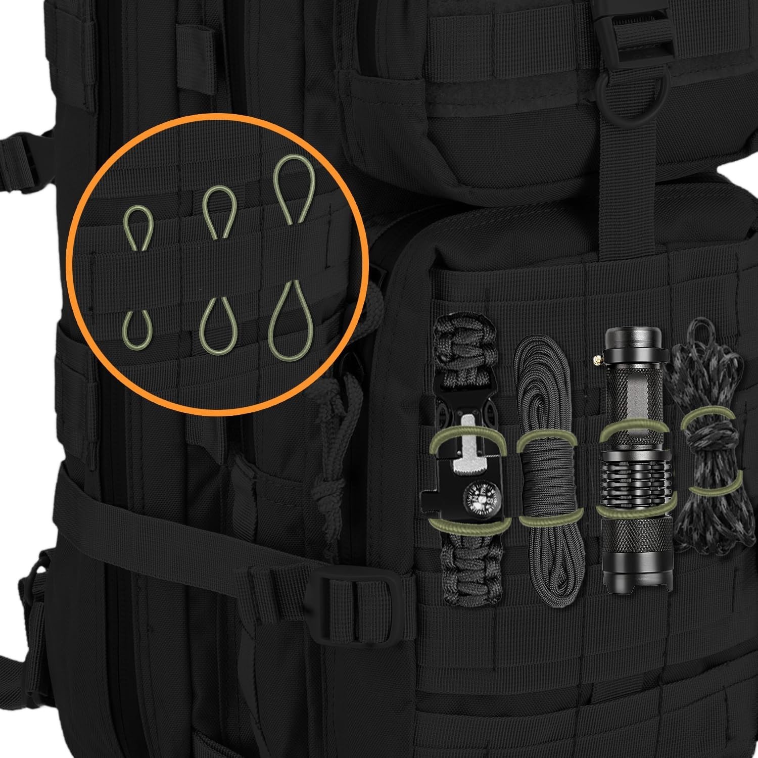 15PCS Tactical Bag Molle Attachment,3 Sizes Elastic Molle Webbing Binding Ribbon