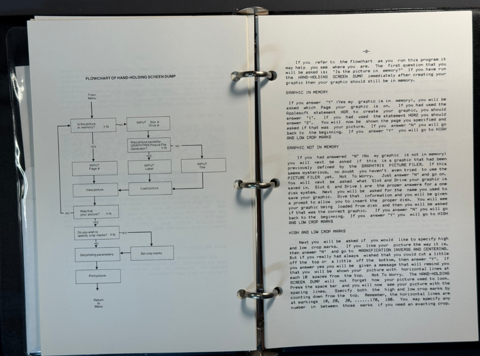 Graphtrix 1.3 Apple II 5.25 Floppy Software Manual Binder Untested