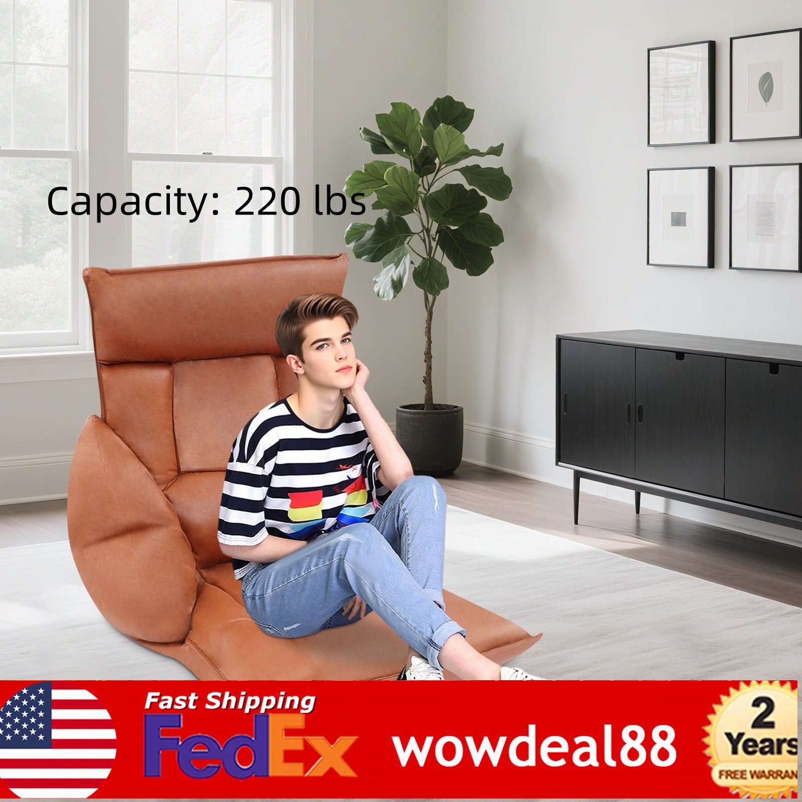 Adjustable 90°-180° Lazy Sofa Chair With Armrest Floor Standing Rest Stool Home