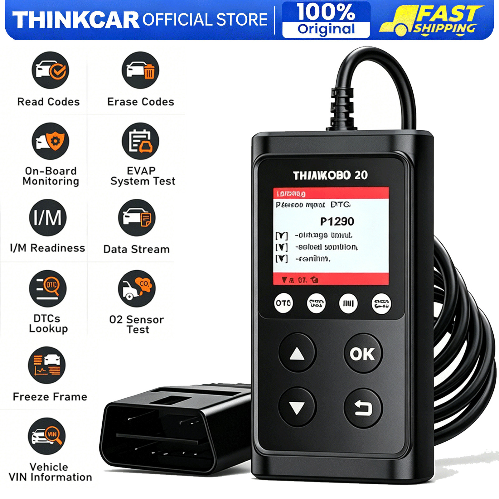Thinkcar ThinkOBD 20 Full OBD2 Diagnostic Scan Tool Fault Code Read Scanner EVAP