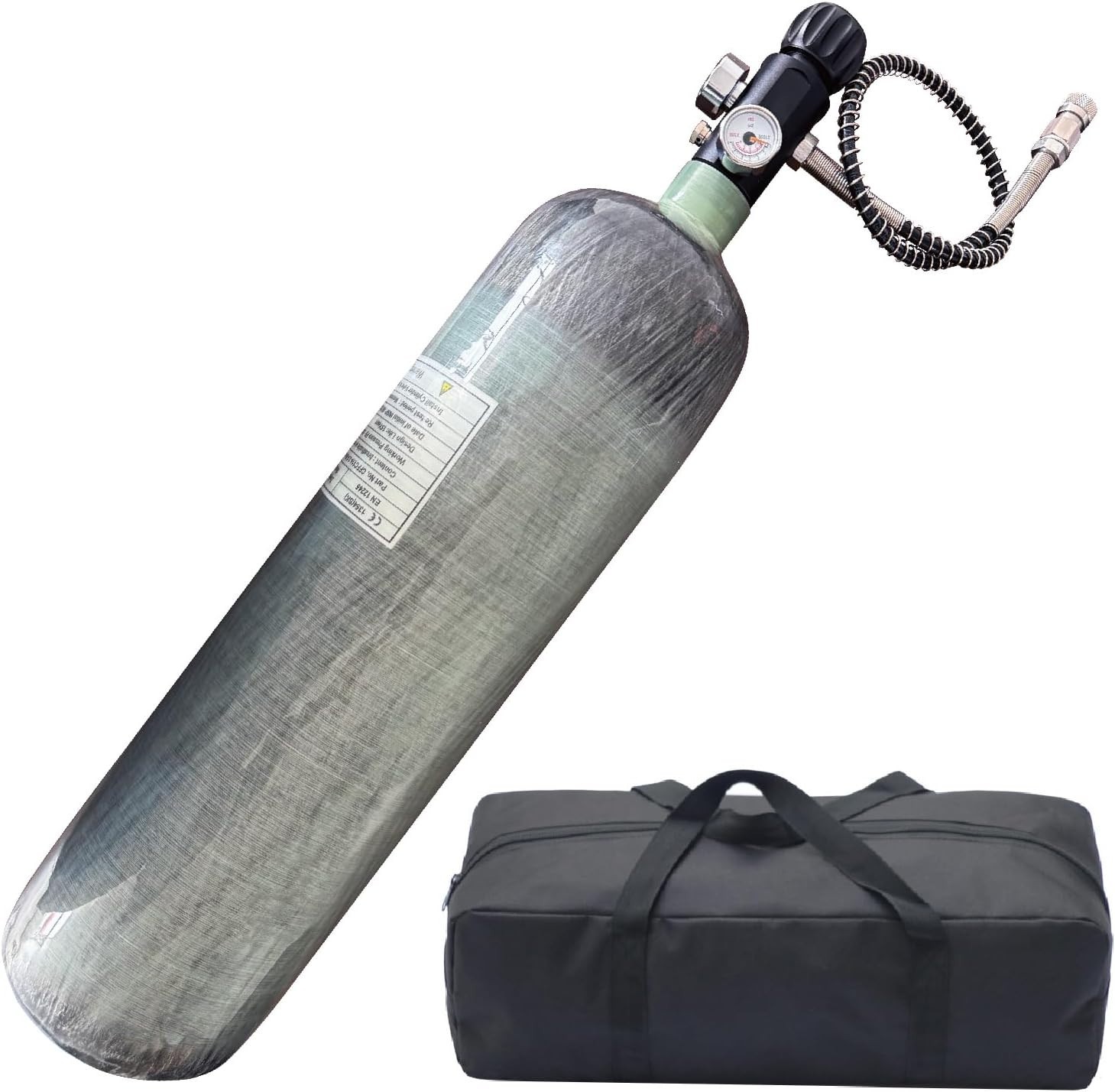 3L/183ci  Carbon Fiber Tank 4500psi Pcp Tank with Dual Gauge Valve Lightweight