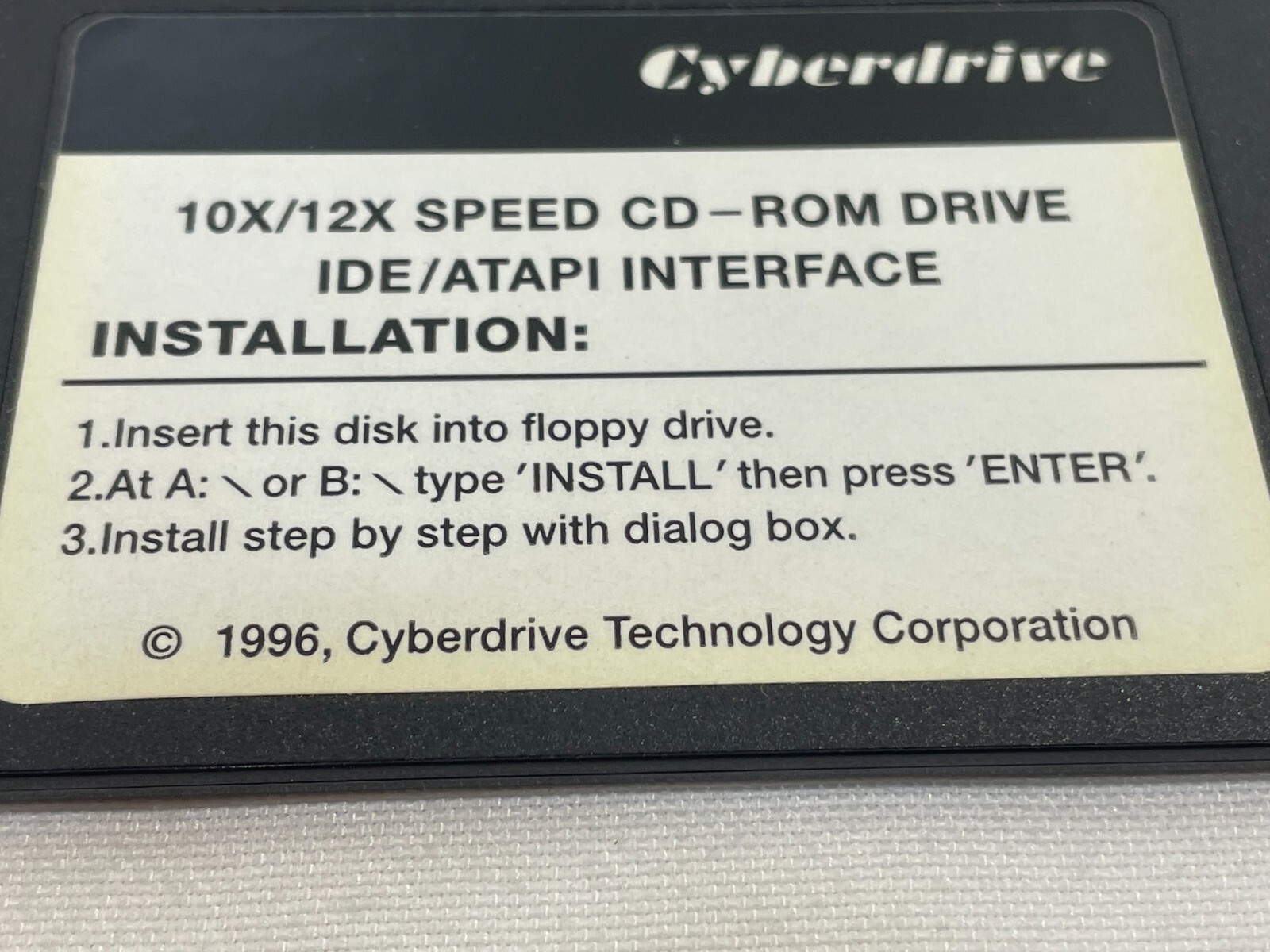 Vintage 1996 Cyberdrive 10x/12x Speed CD-Rom IDE/ATAPI Floppy Disk Driver Soft