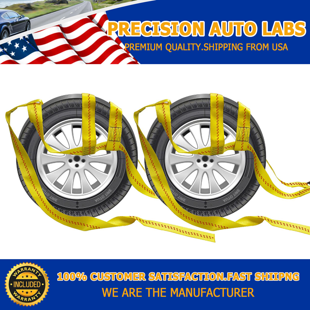 2 pack Tire Basket Straps Wrecker Car Hauler Truck Tow Dolly Tire Wheel Tie Down