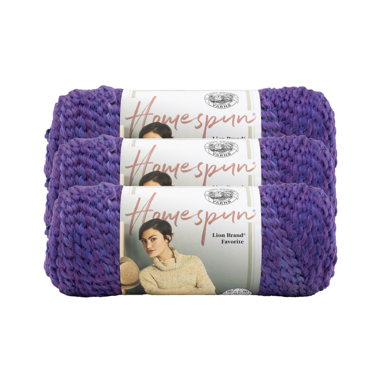 (3 Pack) Lion Brand Yarn 790-421A Homespun  Bulky Yarn, Purple Haze
