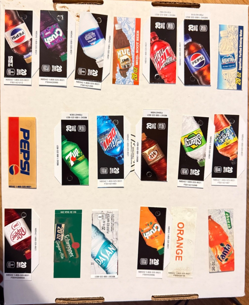 Drink vending machine lables