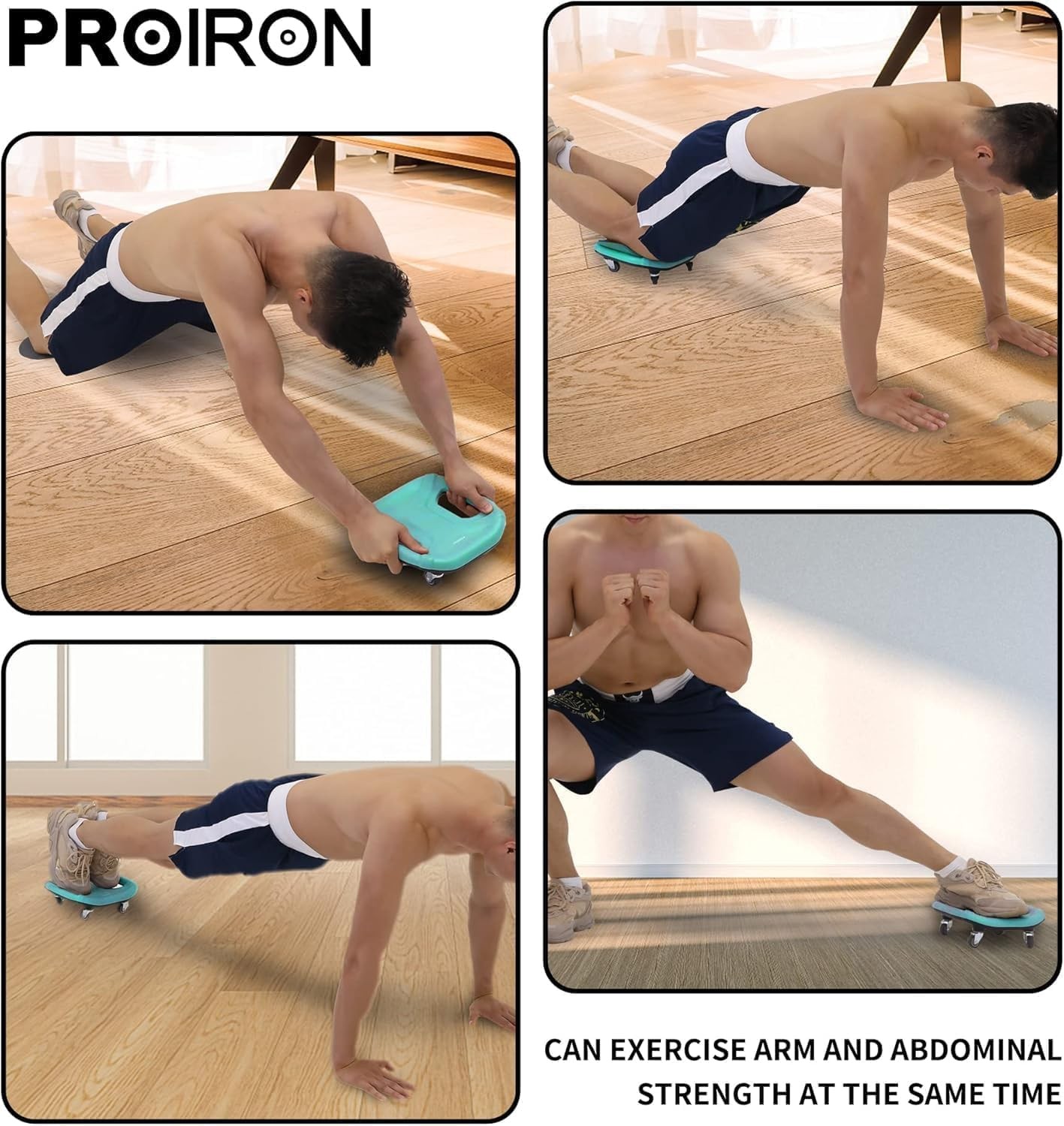 PROIRON Ab Roller with Knee Pads for Abs Workout, Multifunctional biue
