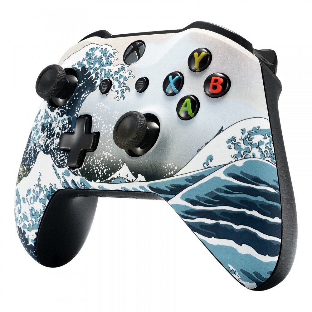 The Great Wave Soft Touch Repair Mod Faceplate Shell for Xbox One X S Controller