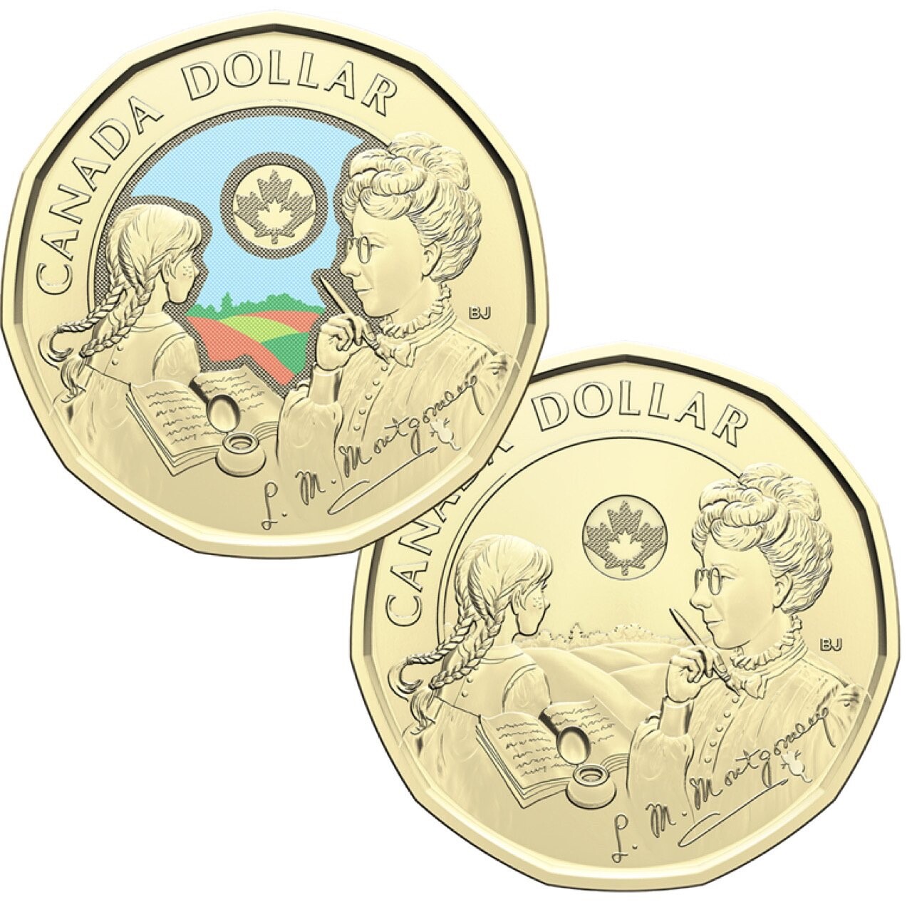 2024 Canada L. M. Montgomery $1 Loonie Colour / Non-Colour 2 Coin Set