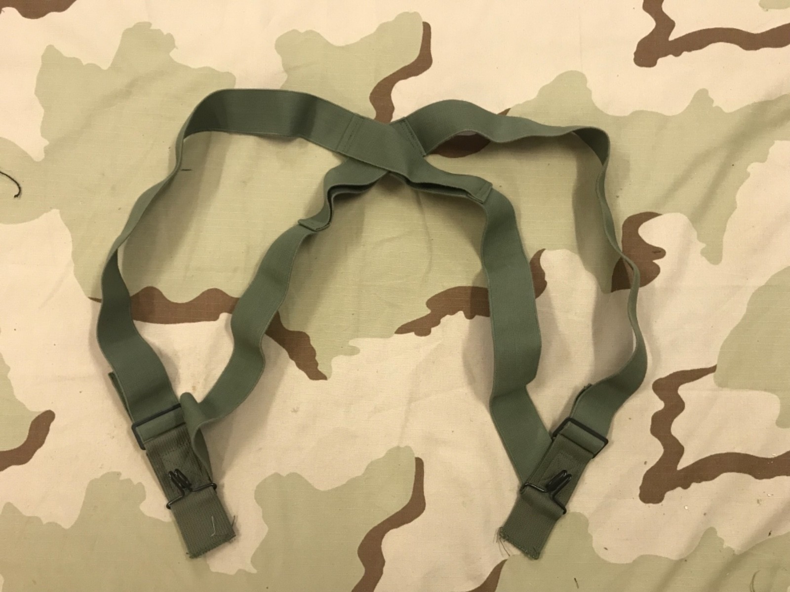 SUSPENDERS TROUSERS OD GREEN ARMY SH7 COTTON