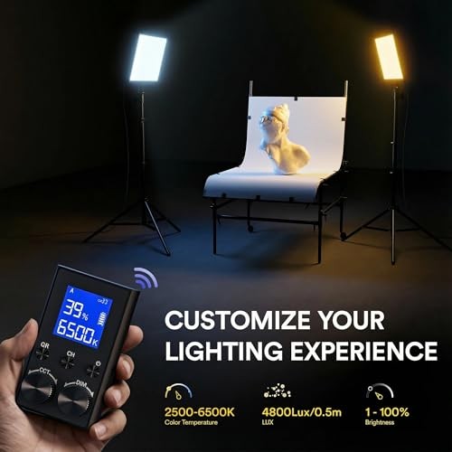 LED Video Panel Light, 2-Pack 18" 45W Photography Lights with 78'' Stand &