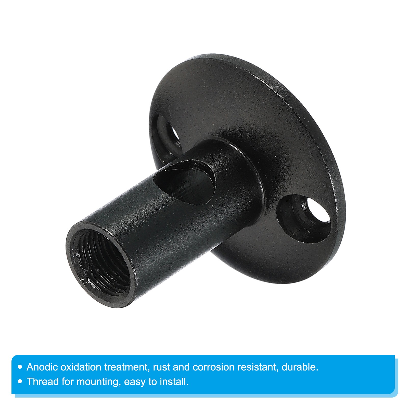 M10 Female Thread Nut Microphone Flange Mount Screw Round Base Black