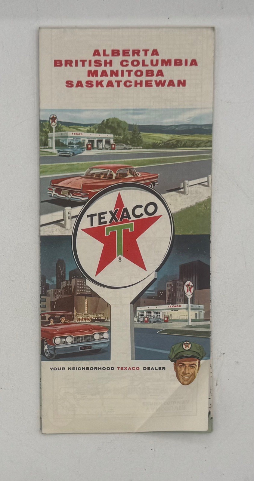 Vintage 1963 Texaco Western Canada Road Map Alberta BC Manitoba Saskatchewan