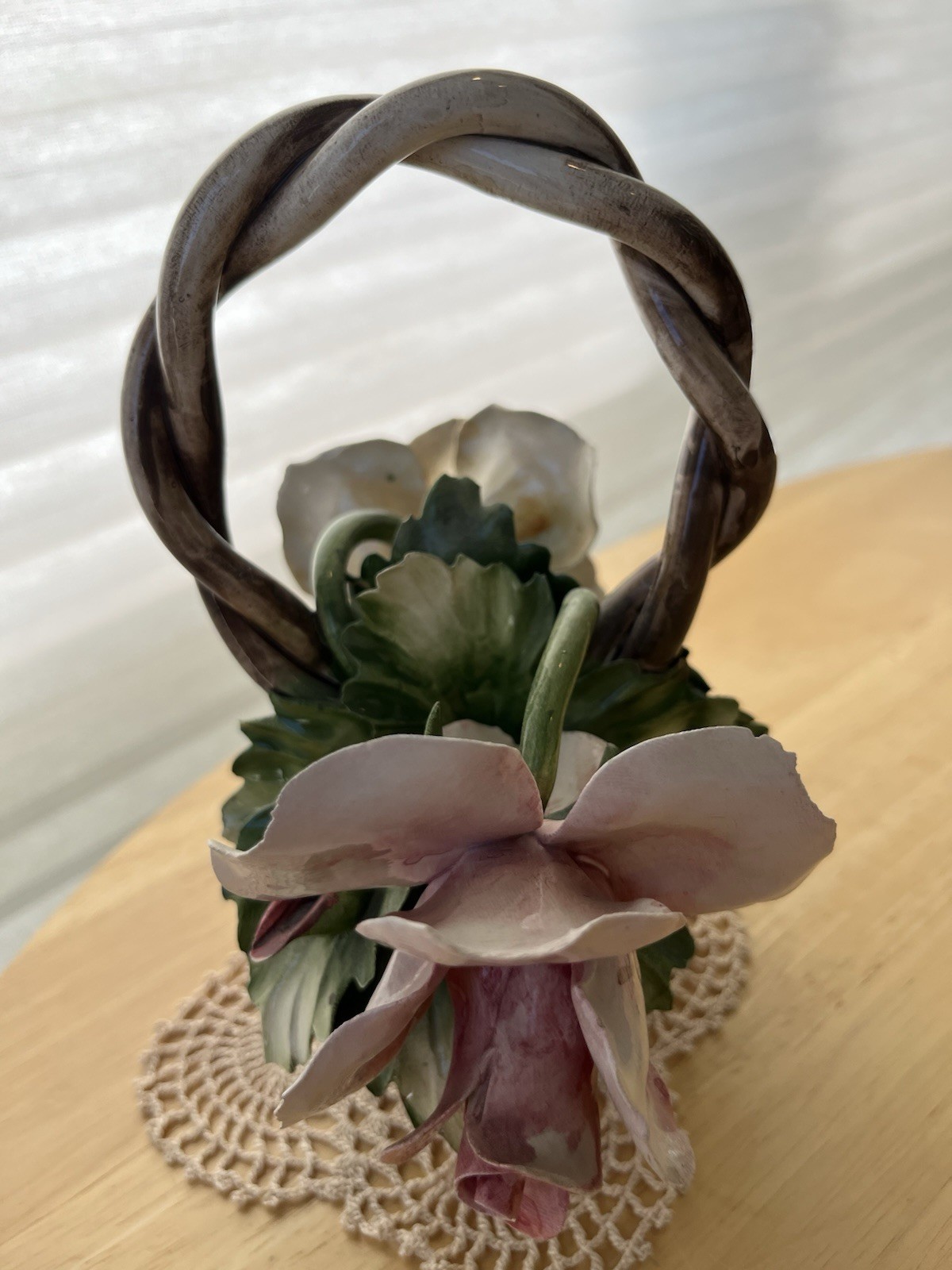 Vintage Capodimonte Floral Basket