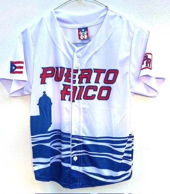 Puerto Rico Boricua PR Flag EL Morro Adult L/XL Baseball Jersey Shirt