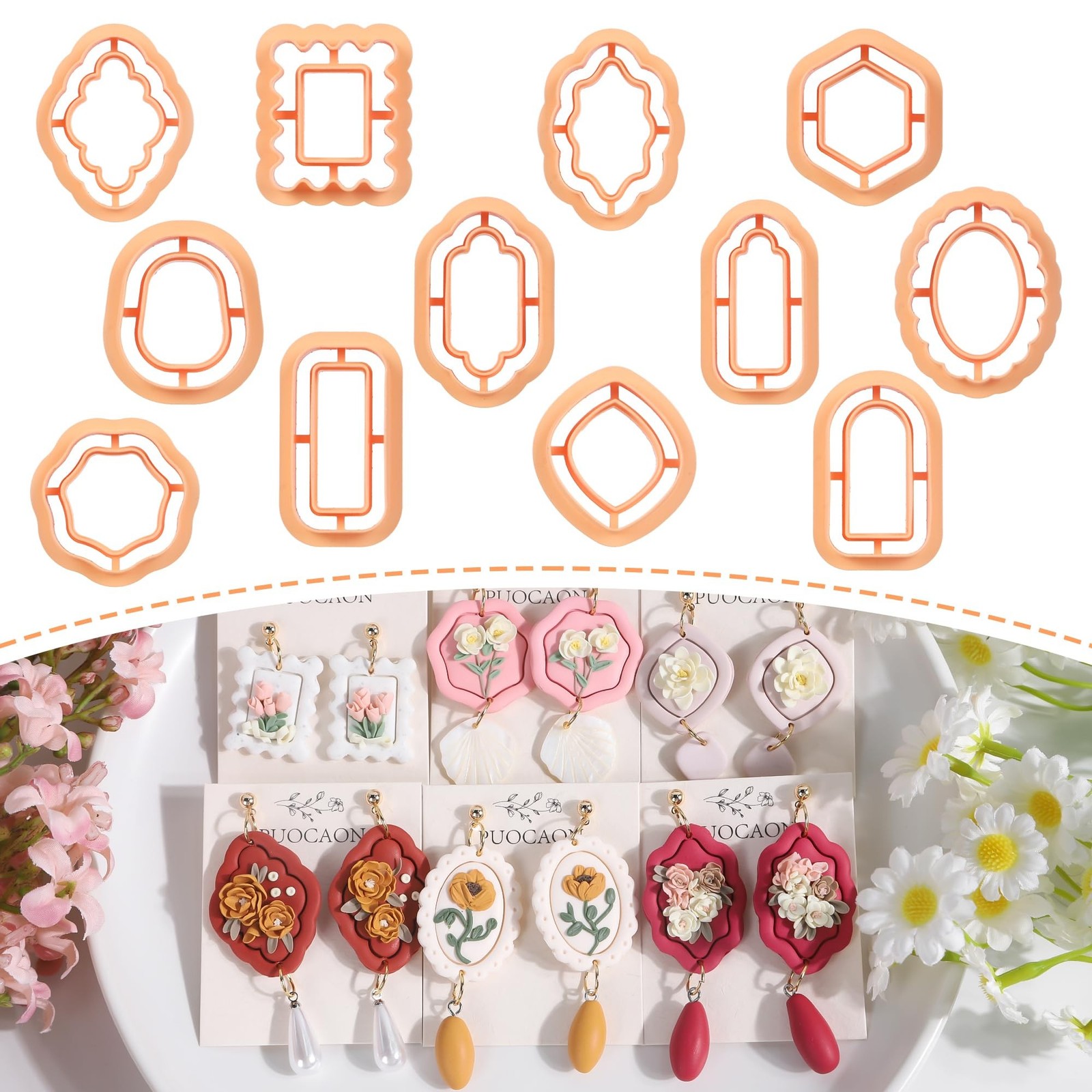 Puocaon Ornate Frame Clay Cutters - 12 Pcs Intricate Clay Cutters for Polymer...