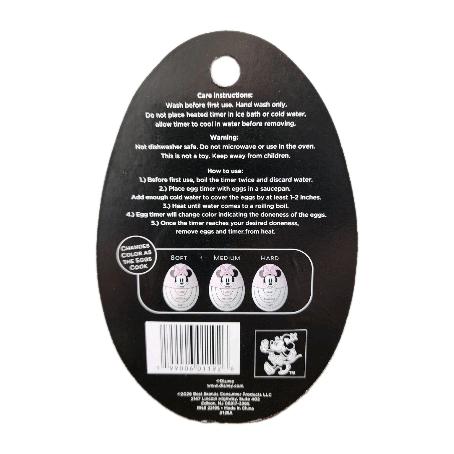 Disney Minnie Mouse Home Kitchen Color Changing Graphic Egg Timer NEW