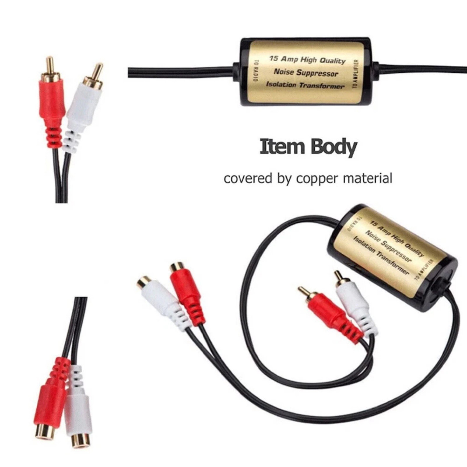 Noise Isolator RCA Filter for Ground Loop Suppression in Car Audio System Setup