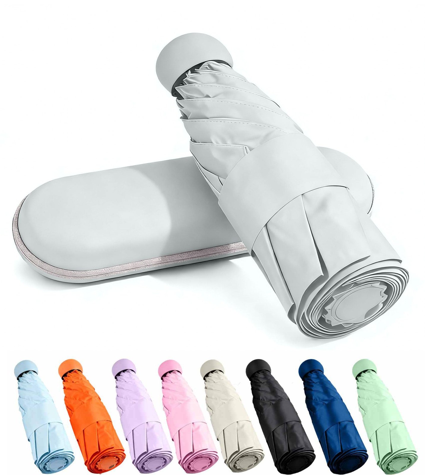 Travel Essentials Mini Umbrella with Case for Purse - Small Compact & Lightwe...