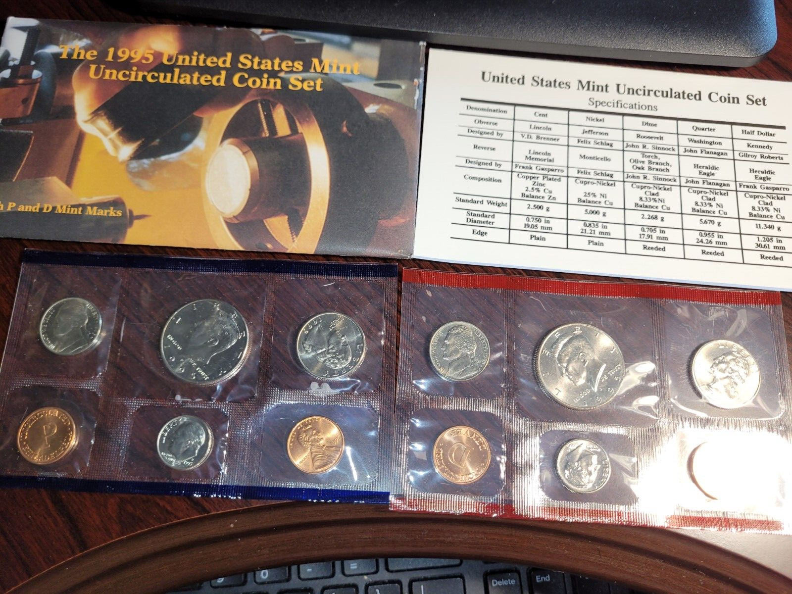 1995 UNITED STATES MINT UNCIRCULATED COIN SET IN ORIGINAL ENVELOPE W/COA