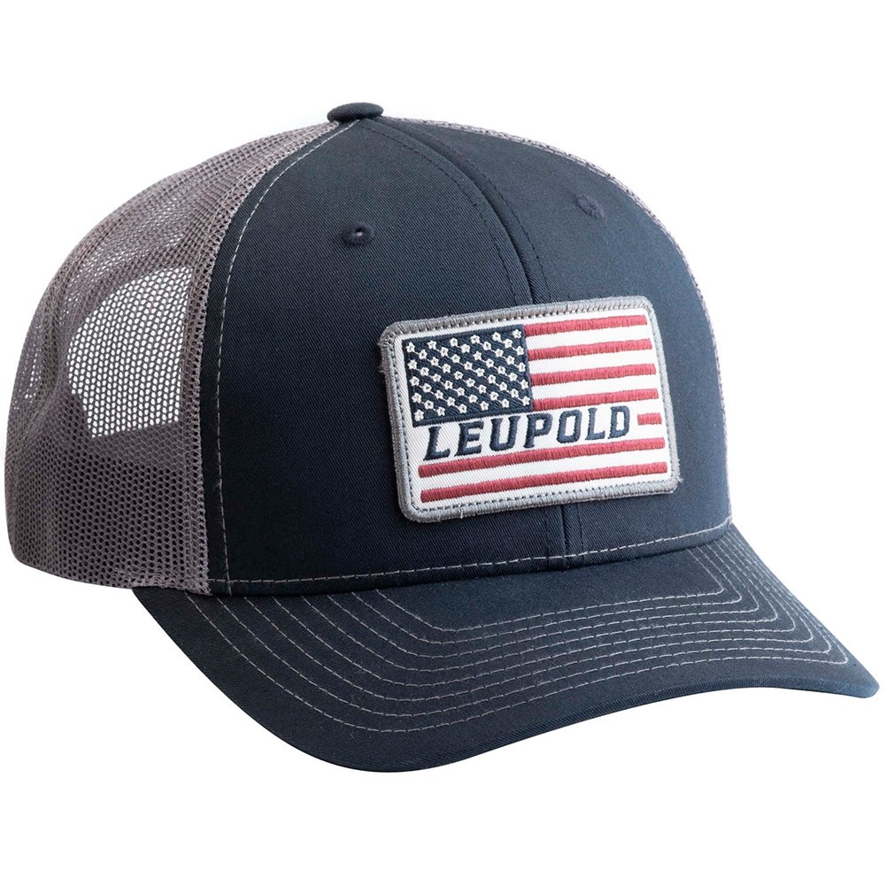 LEUPOLD Unisex Flag Mid-Profile Snap-Back Navy/Gray Trucker Hat, OSFA (179858)