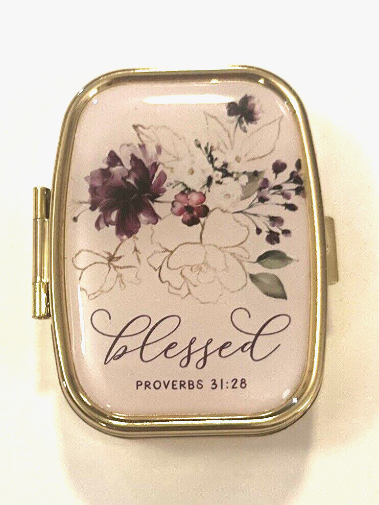 Trinket Pill Box with Mirrored Case With 2 Compartment Small Pill Case for Purse