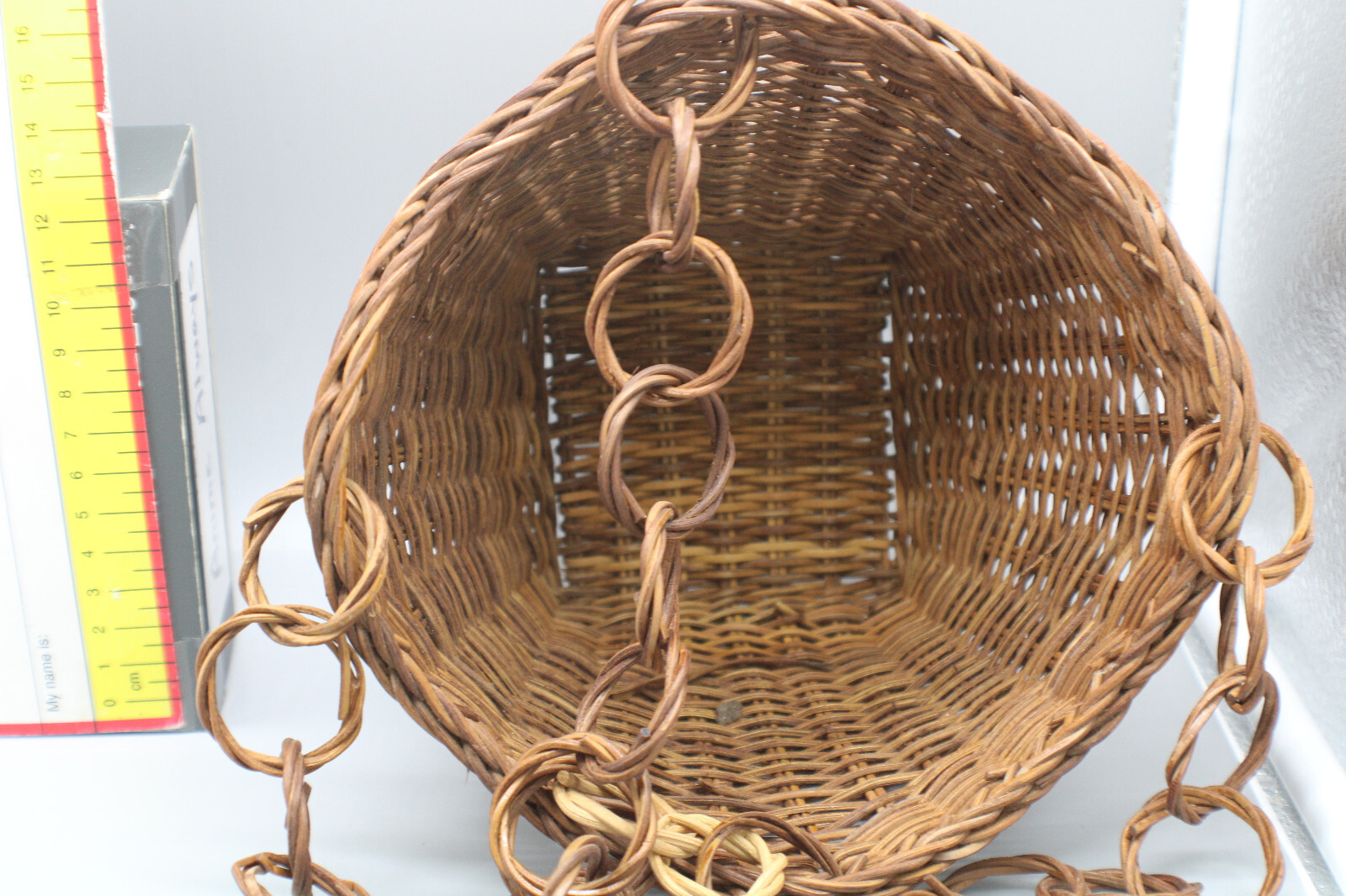 Hanging Wicker Basket with wicker interlocking hoops