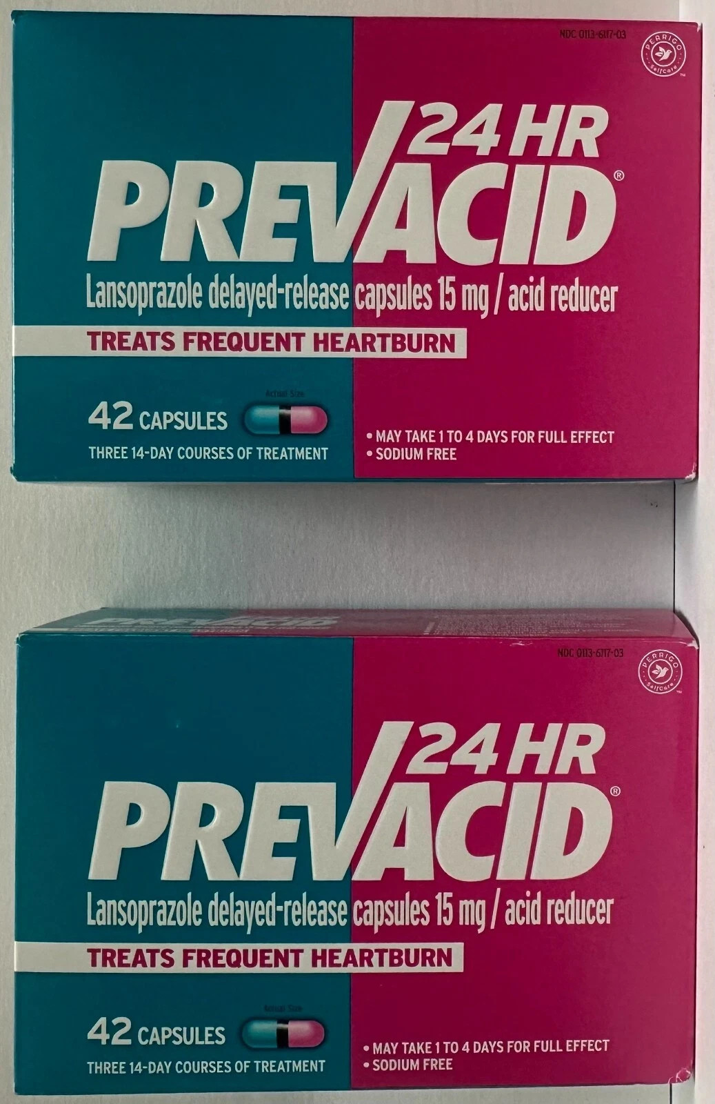 Prevacid 24 Hour Acid Reducer, 15 mg, 42 Capsules, Exp. 01/2026+ ( Pack of 2)