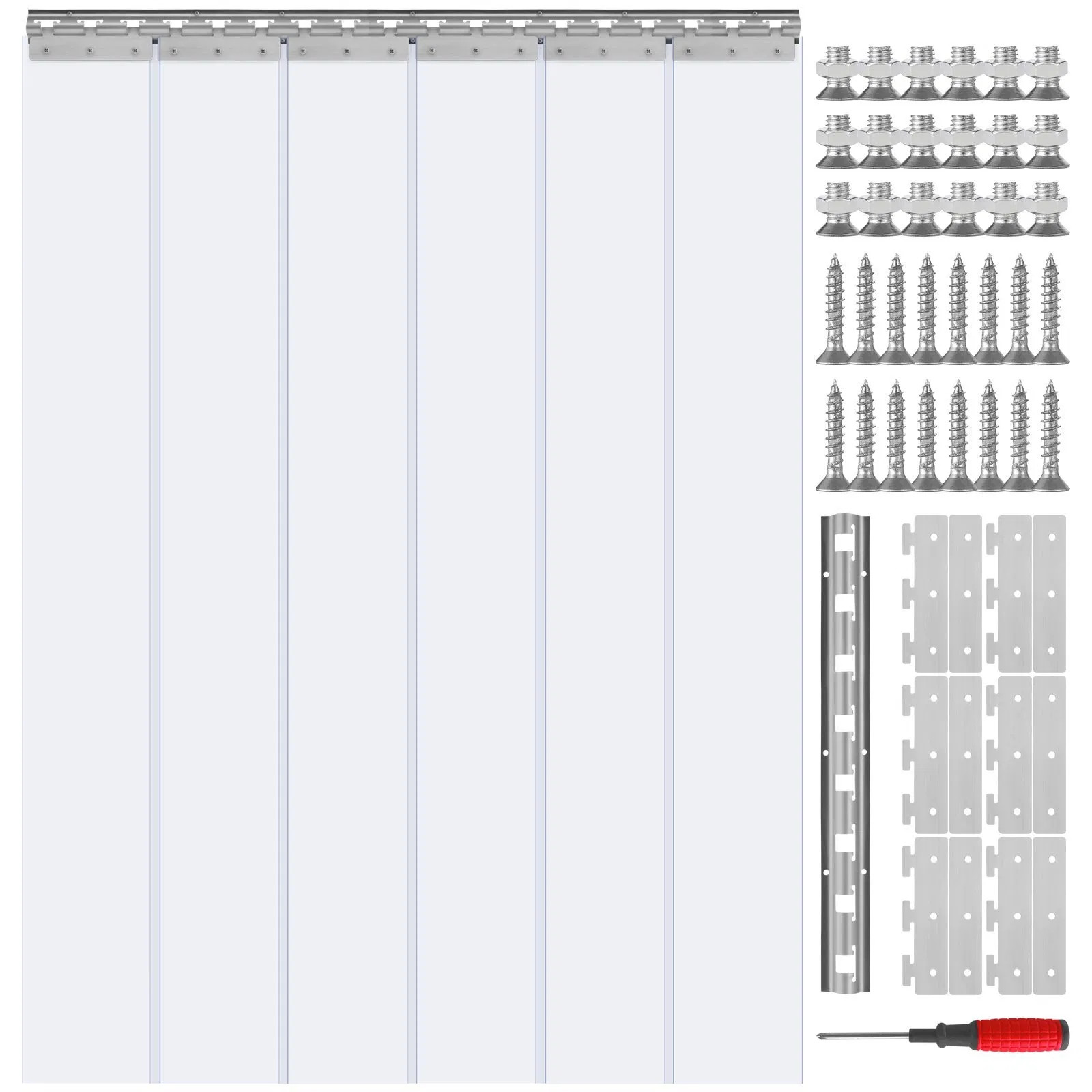 Strip Curtain, 84" Height x 38" Width, 0.08" Thickness, 6PCS Clear PVC Strip Doo