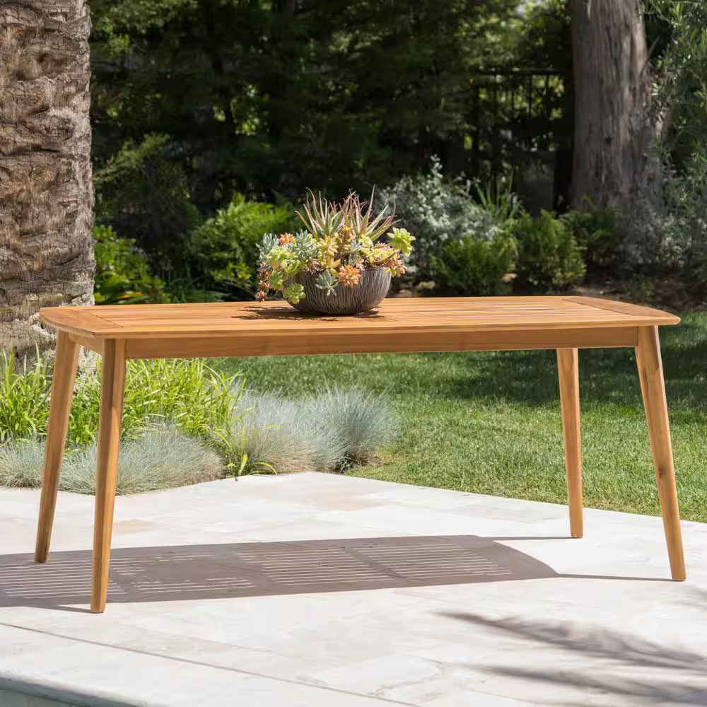 Teak Rectangular Wood Outdoor Patio Dining Table