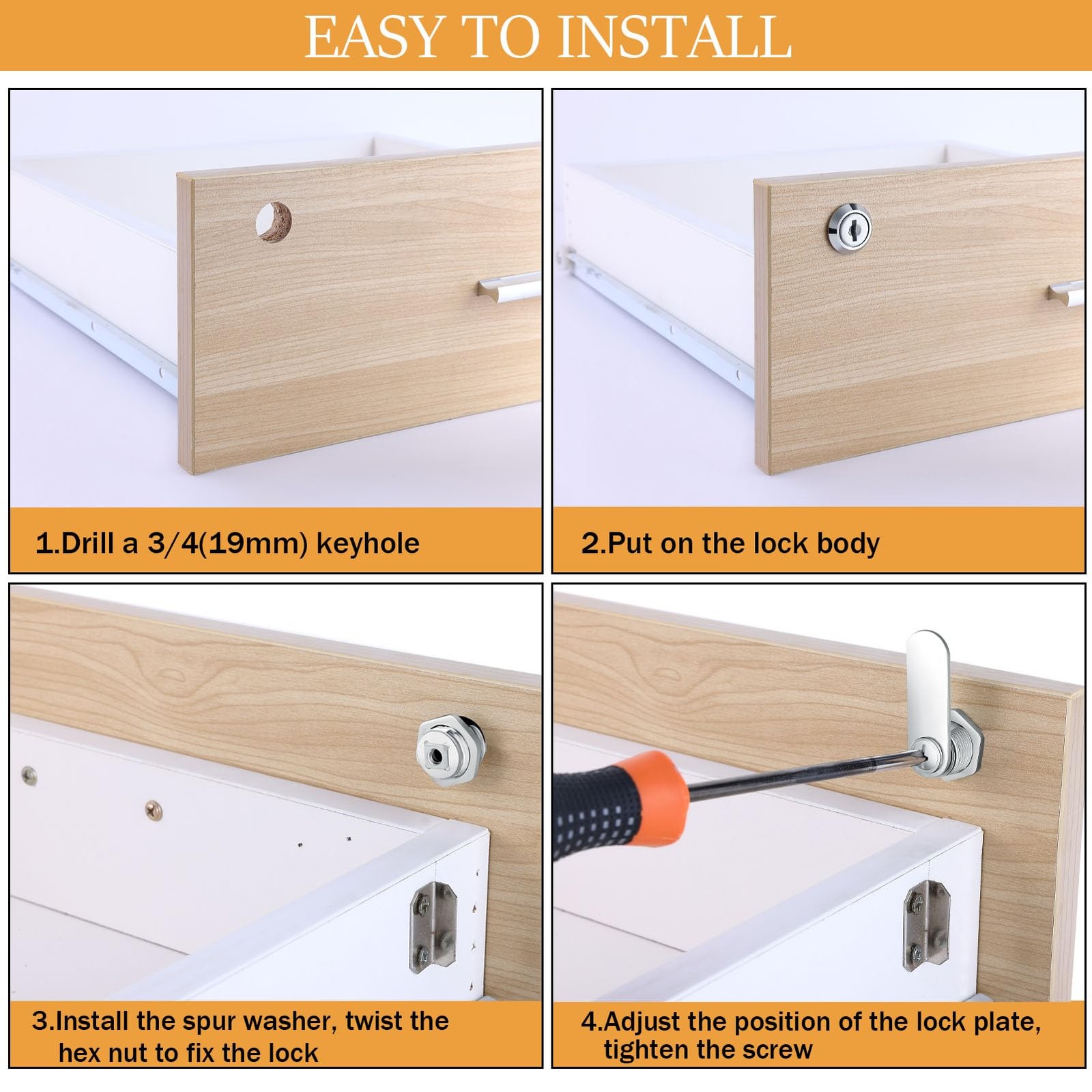 5/8 Cam Locks - 5/8 Diameter Cam Lock Keyed Alike Cabinet Locks Secure Files