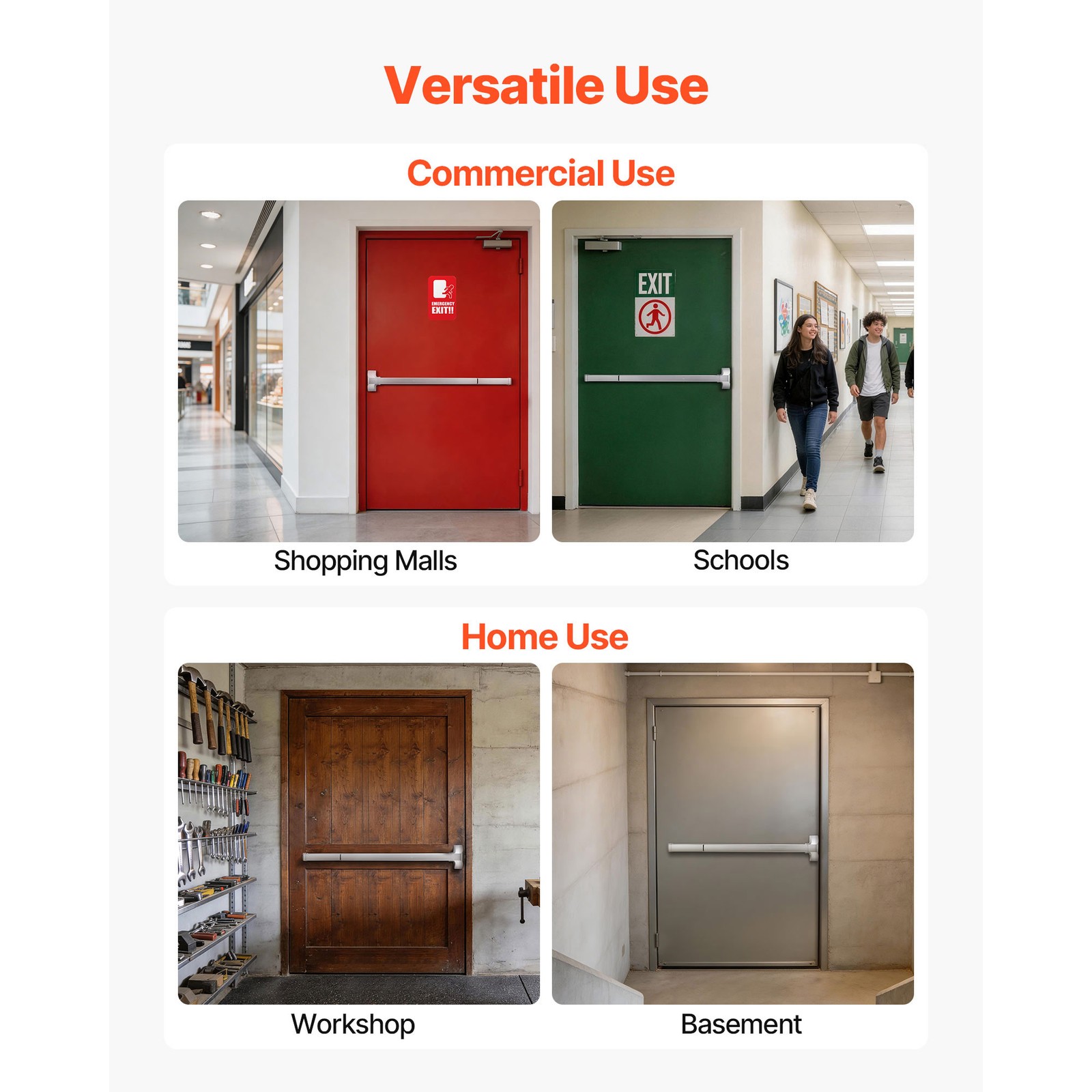 Uimoso Push Bar Exit Device with Exterior Lever for 41" Doors