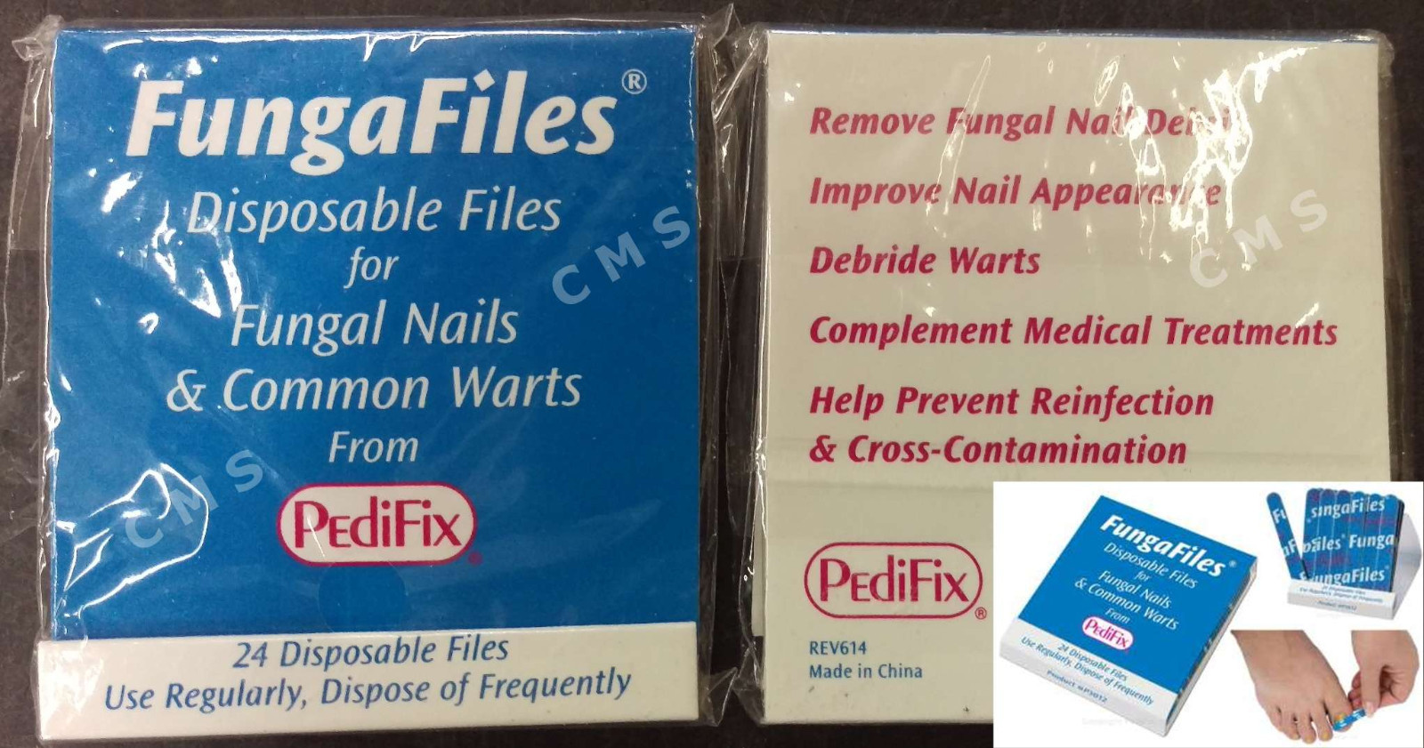 PEDIFIX FUNGAFILES Fungal Nail Wart Files Disposable Emery Boards 24-Matchbook
