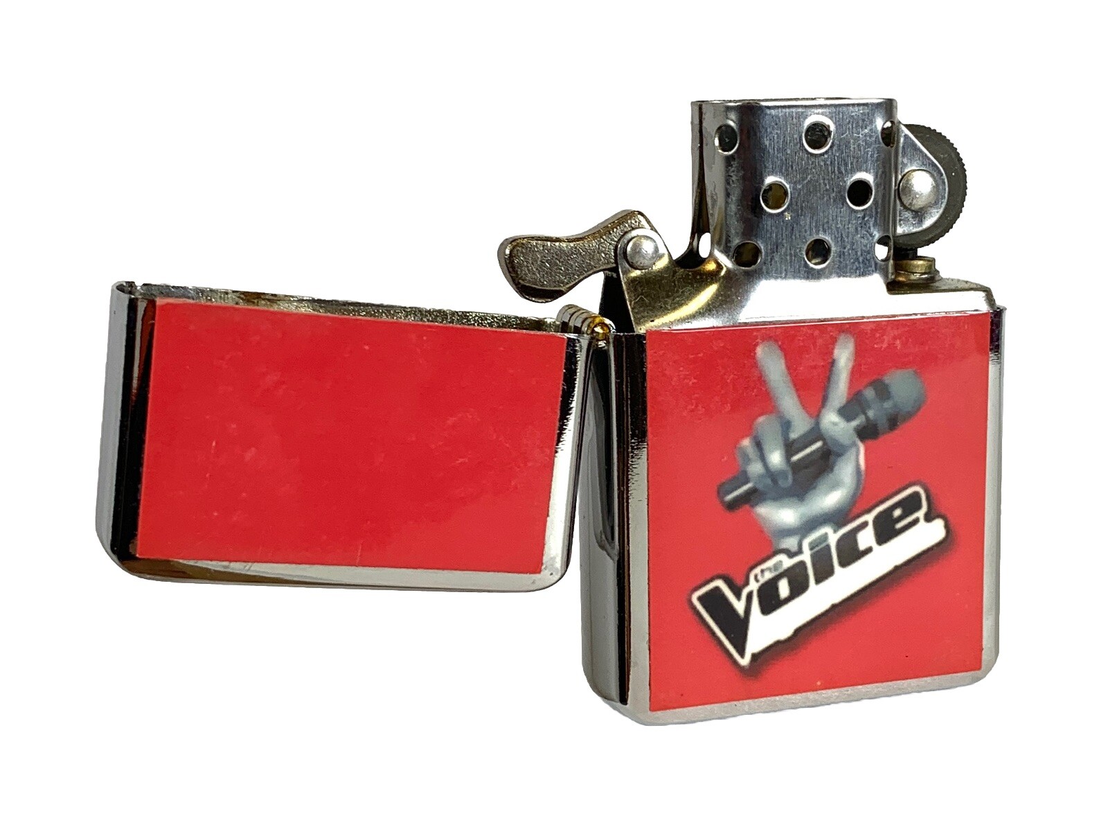 The Voice TV Show Talent Competition Flip Top Chrome Oil Lighter Wind Resistant