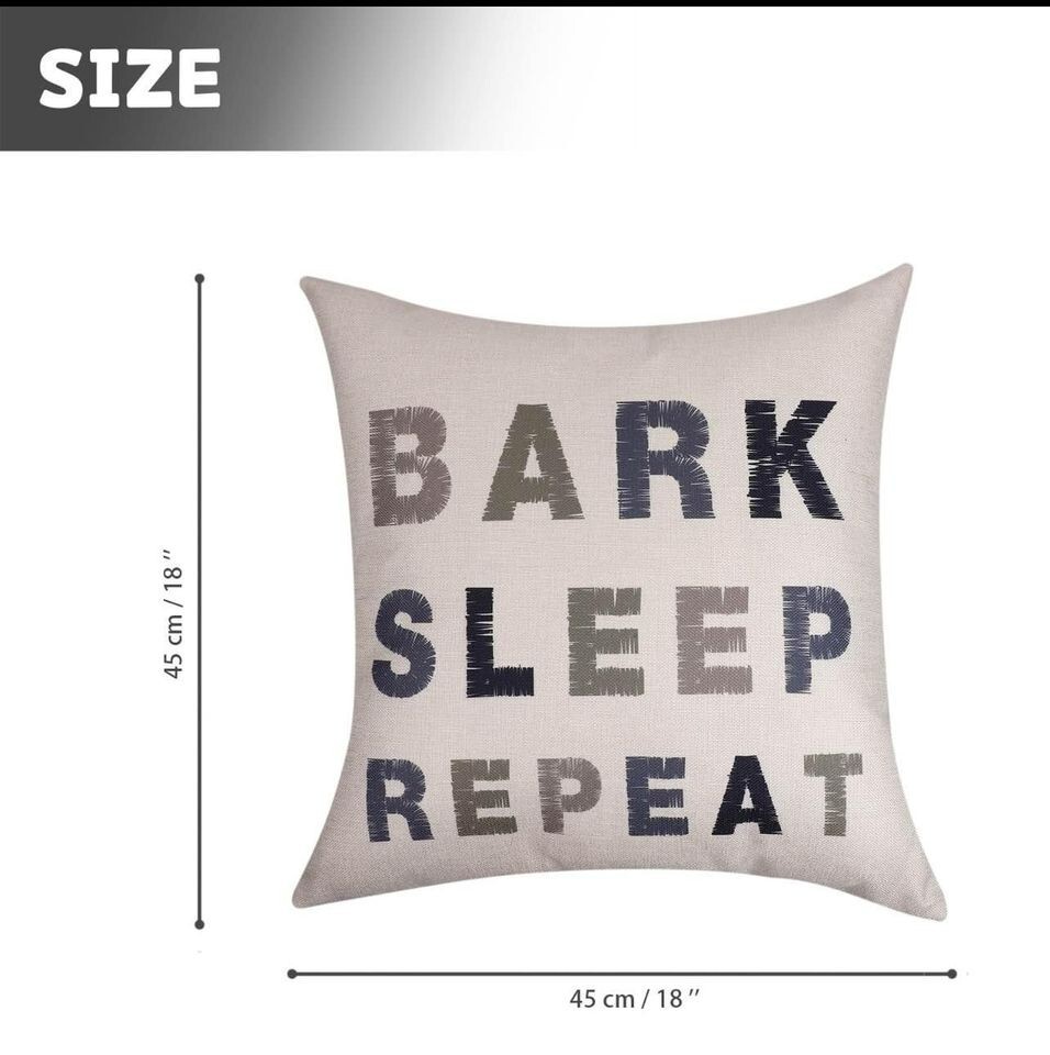 Home Decorative Pillow Cover "BARK SLEEP REPEAT" Holiday Gift for the Dog Lover