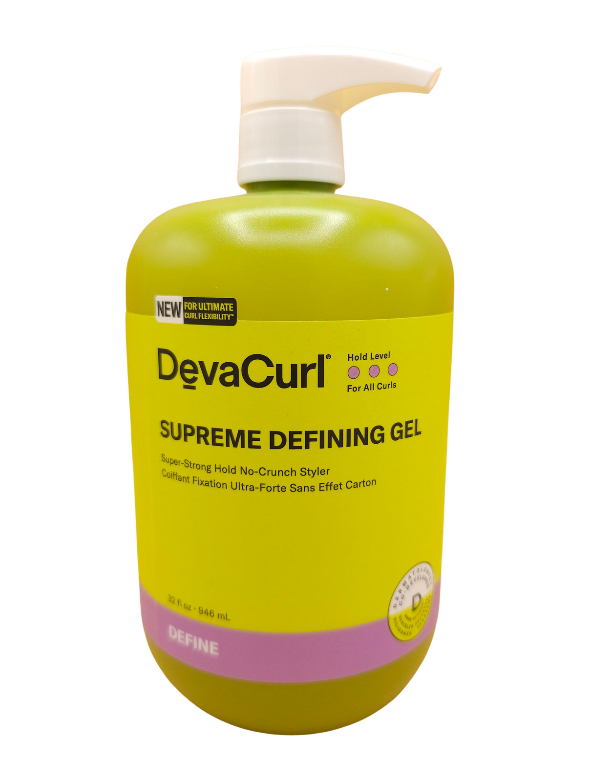 DevaCurl Supreme Defining Gel 32 oz - Strong Hold, No-Crunch Styler Pump Top