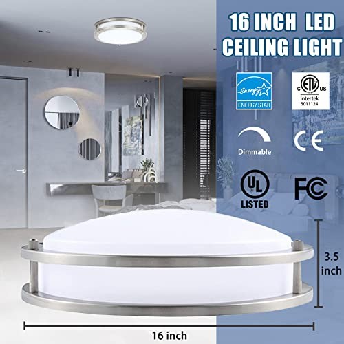 LED Flush Mount Ceiling 16 inch 25W LED Dimmable Double Ring Ceiling Lights