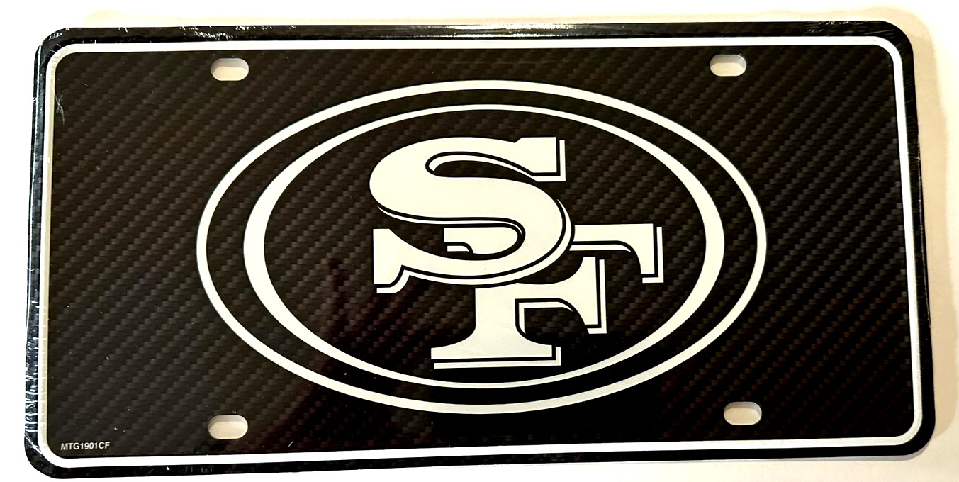 San Francisco 49er's Metal Auto Tag License Plate Carbon Fiber Design 6x12 NFL