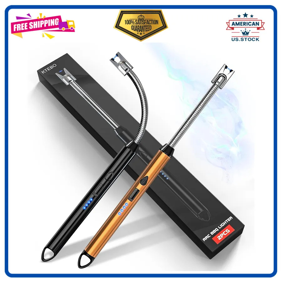 2 Pack Electric Arc Candle Lighter USB Rechargeable Flexible Neck Flameless