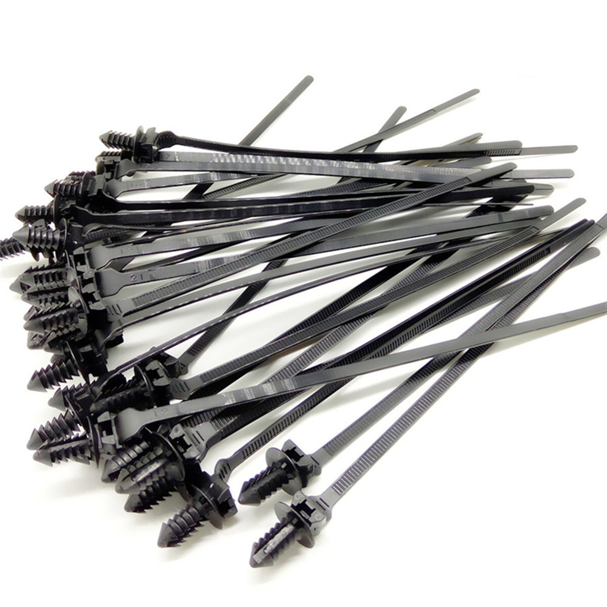 Car Push Mount Zip Ties Nylon Tie Wraps Clip Pipe Cable Fasteners Bundle Kit