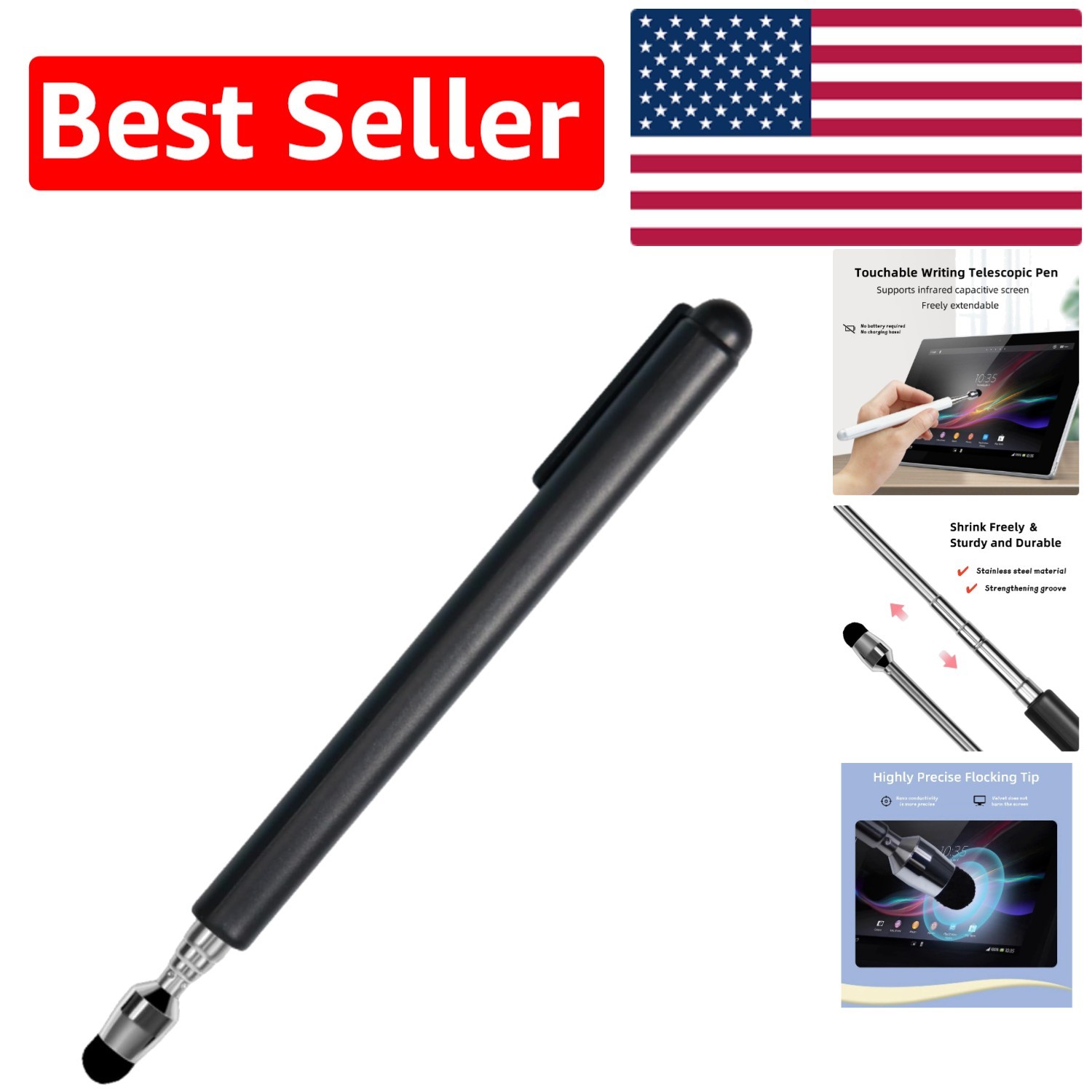 High Sensitivity Retractable Stylus Pen - Ideal for Professionals and Educators
