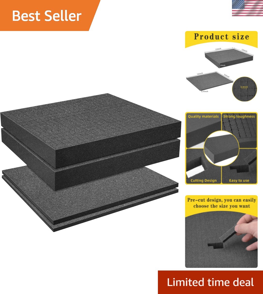 4 PCS Pick Apart Foam Insert- 2 Size Pick and Pluck Foam- Pluck Pre Cube Shee...
