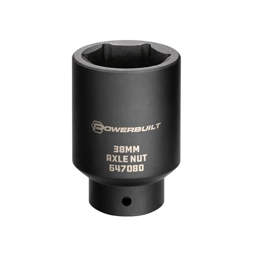 Axle Nut Socket, 1/2 Inch Drive, Use with Impact Wrench, 12 Point, Remove 38mm