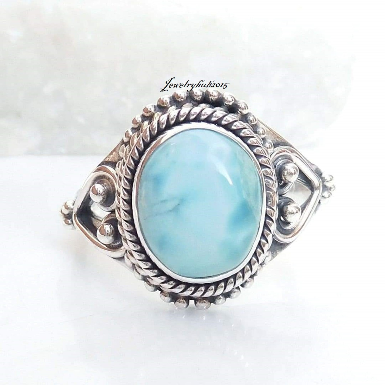 Designers  Larimar Gemstone 925 Sterling Silver Lovely Ring All Size Sr05