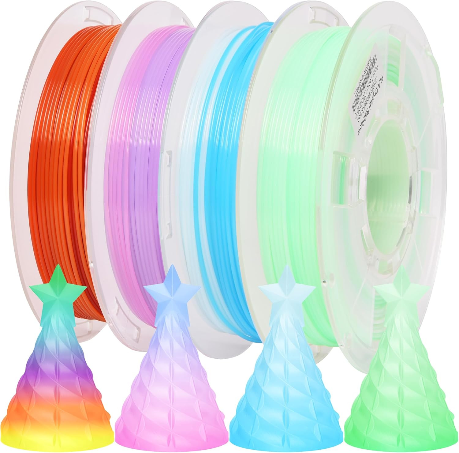 Clear Rainbow PLA Filament Bundle 1.75Mm, Crystal Transparent PLA 3D Printer Fil