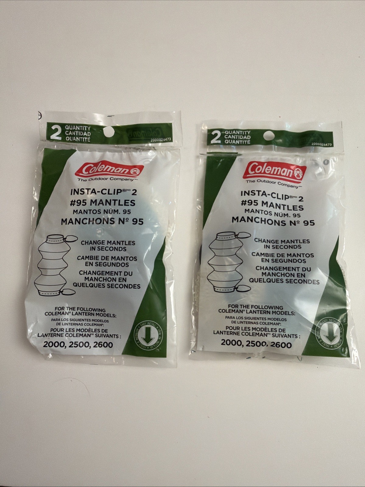 4) Genuine Coleman Insta Clip #95 Lantern Mantle 2pk Each Factory Sealed NOS