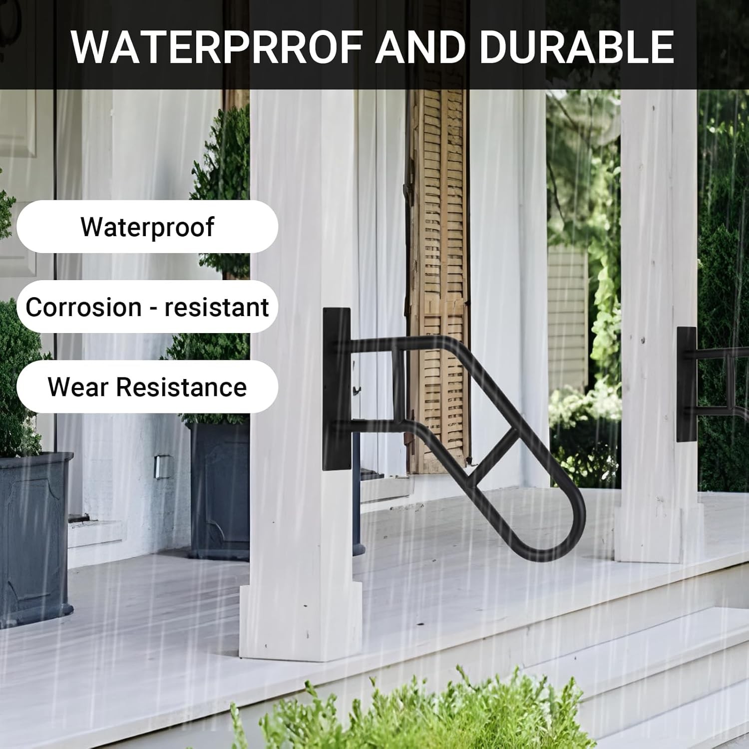 Aduanbang Hand Rails for Outdoor Steps & Elderly,U-Shape Wall Mount Silver