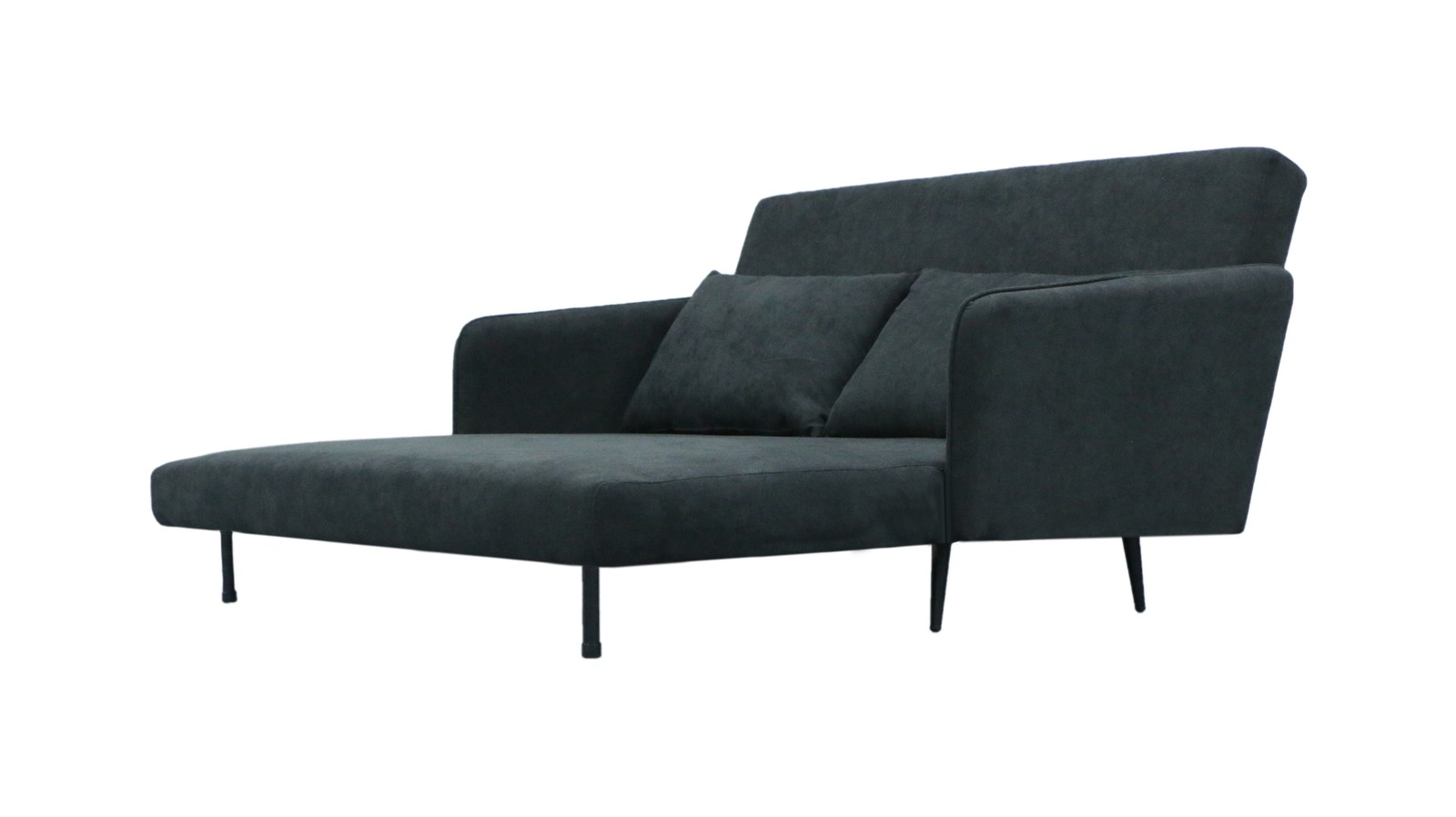61"W Black Fabric Convertible Loveseat Sleeper with Pillows