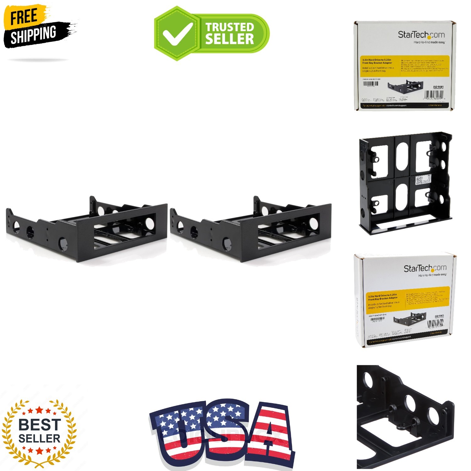 3.5" to 5.25" Front Bay Mounting Bracket w/ Mounting Screws BRACKETFDBK,Black...