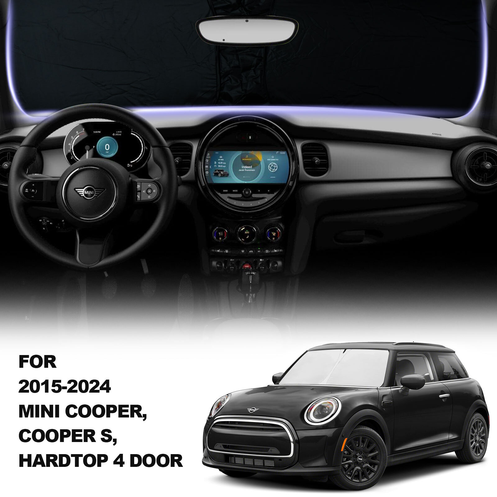 For 2015-2023 Mini Cooper S Hardtop Windshield Sun Shade UV Block Window Cover